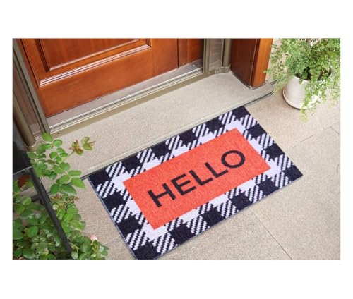 Entryway Hello Welcome Door Mat 16 x 24 Inch, Non Slip Doormat Outdoor Entrance, Durable Dirt Trapper Floor Mats Suitable for Front Door Outdoor Outside Home Patio Garage High Traffic Entry