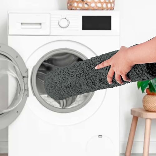 COTTON CRAFT 2 Pack Reversible Bath Mat Rug - Plush -17x24- Charcoal Grey - color: Charcoal, size: 17x24 Inches