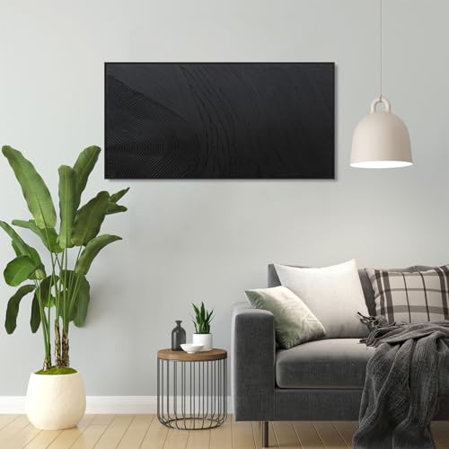 Framed Hand drawn Black Abstract Canvas Wall Art For Living Room 20X40 - color: Black, size: 40"L x 20"W