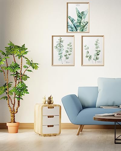 12x16IN Green Plant Eucalyptus Leaf Framed Wall Art, Set of 3 - color: Framed Green Leaf, size: 16"L x 12"W
