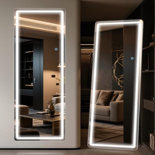 Antok 56"x20" LED Full Length Mirror, Lighted Floor Mirror, Rect - size: 56"L x 20"W, style: Rect Style