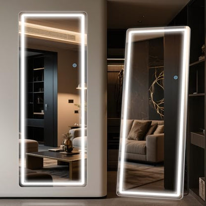 Antok 56"x20" LED Full Length Mirror, Lighted Floor Mirror, Rect - size: 56"L x 20"W, style: Rect Style