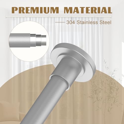 GXOACKJ Silver Shower Curtain Rods - 31-68 Inch Spring Tension Shower Rods for Bathroom, Adjustable, No Drilling, No Rust, Stainless Steel - color: Silver, size: 31-68 inches