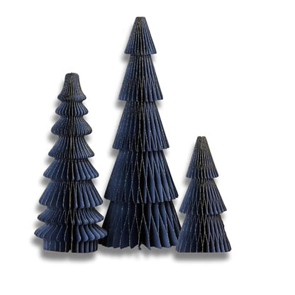 Set of 3 Blue Holiday Honeycomb Paper (Medium Set 3 Blue) - color: Medium Set 3 Navy