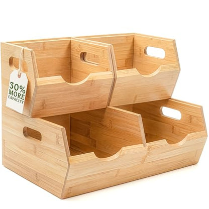HOMESTEAD Extra Large Bamboo Pantry Storage Bins – 30% Larger, Stackable Potato Onion Storage Bin, Pantry Organizers and Storage, Produce Vegetable Organizer, Set of 3 - size: Extra Large ( 3 Pack )
