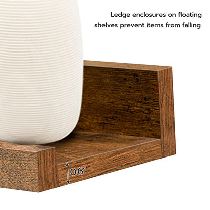 HOOBRO Floating Shelves, Wall Shelf Set of 3, 35.4 Inches Hanging Shelf - color: Rustic Brown, size: 35.4 Inches