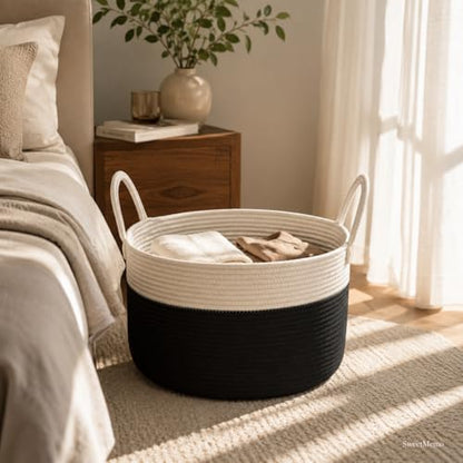 Large Gift Basket Empty for Toys, Blanket, Laundry, Black White - color: Black White, size: Large