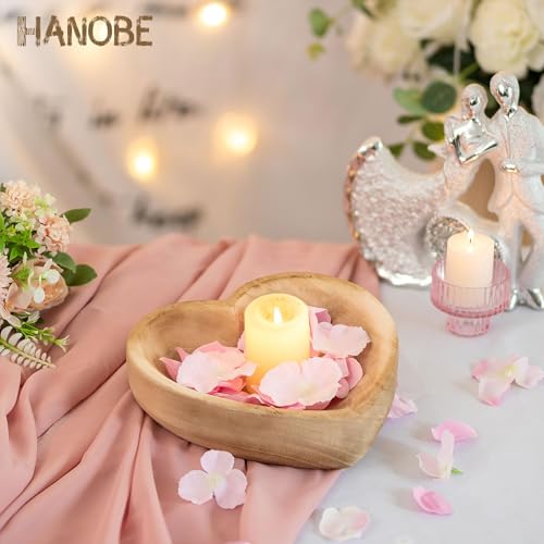 Hanobe 10" Heart Shaped Wood Decorative Bowl for Coffee Table Decor - size: 7.87 inches