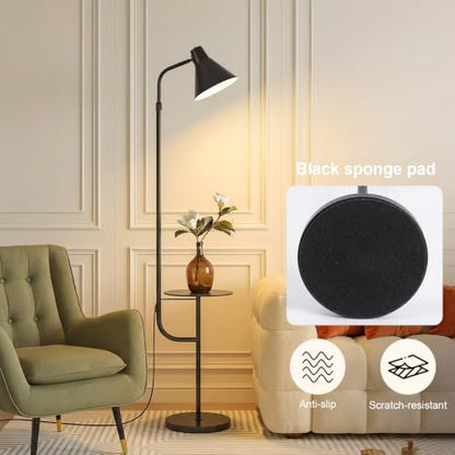 Black Floor Lamp with Shelf, Dimmable LED Reading Standing Lamp - color: Black