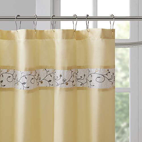 Madison Park Serene Shower Curtain for Bathroom, 72 x 72, Yellow - color: Yellow, size: 72"W x 72"L (Pack of 1)