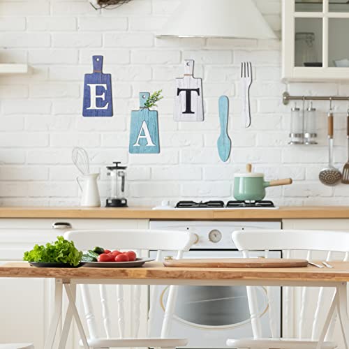 Jetec Cutting Board Eat Sign Set Wall Decor, Dark Blue, Light Blue, White - color: Dark Blue, Light Blue, White