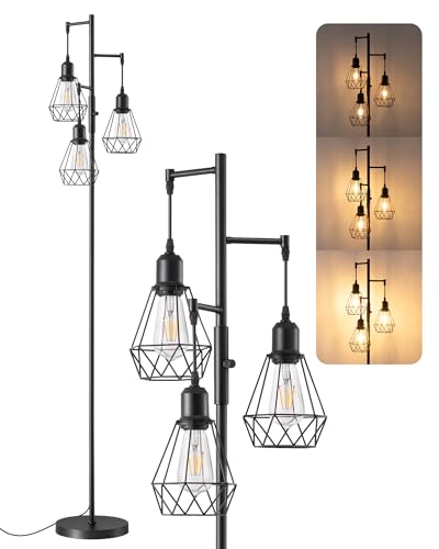 EDISHINE 70IN Farmhouse Floor Lamps for Living Room, Black Dimmable - color: Black