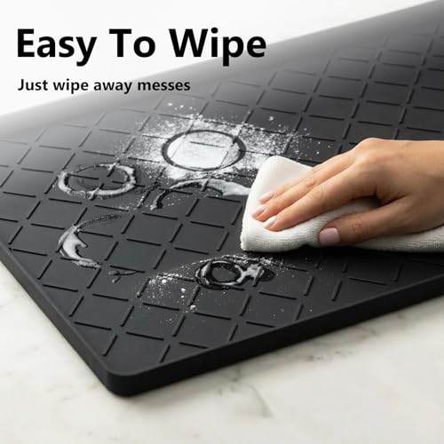 Mateeylife Under Sink Mat Kitchen Waterproof, Silicone Sink Tray 22"X19" - color: Classic Black, size: 19"W x 22"L