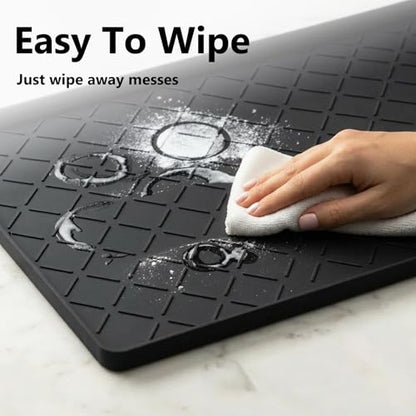 Mateeylife Under Sink Mat Kitchen Waterproof, Silicone Sink Tray 22"X19" - color: Classic Black, size: 19"W x 22"L