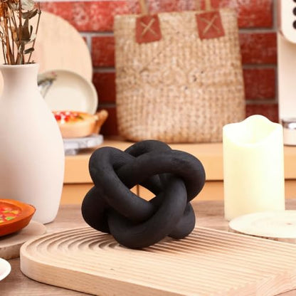 Yalikop 3 Link Wood Knot Decor Rustic Table Shelf Accents, Black - color: Black