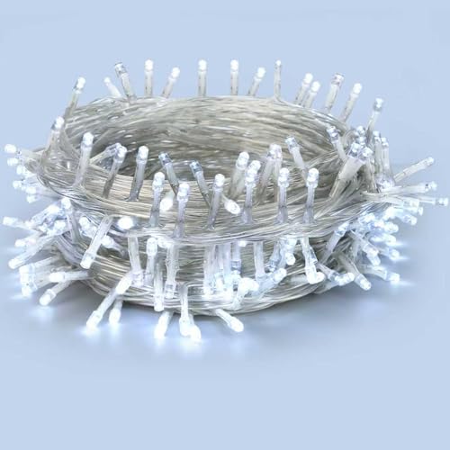 200 LED Clear Wire Cool White Christmas String Lights, 72 ft Plug-in Fairy String Lights with 8 Modes for Christmas/Party/Wedding/Bedroom/Indoor/Outdoor Decor, UL Certified - color: Cool White