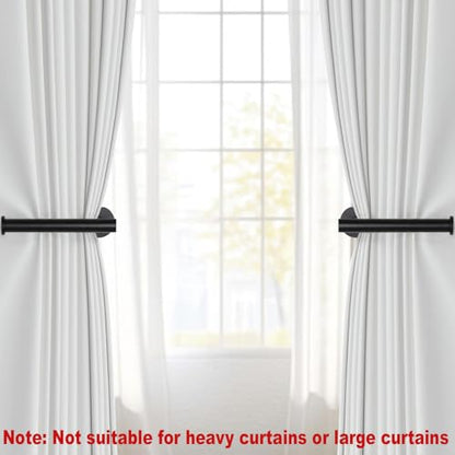 Hoousuper 2pcs Black Stainless Steel Curtain Holdbacks, Tiebacks, Wall Mounted Curtain Pull Backs, Side Holders, Hooks - color: Black, size: 2 pack Regular