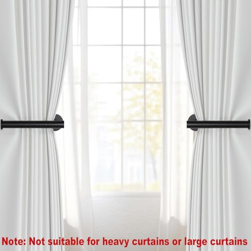 Hoousuper 2pcs Black Stainless Steel Curtain Holdbacks, Tiebacks, Wall Mounted Curtain Pull Backs, Side Holders, Hooks - color: Black, size: 2 pack Regular