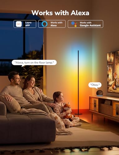 Lepro OE1 AI Corner Floor Lamp, RGBICW Smart Corner Lamp 1000LM Black