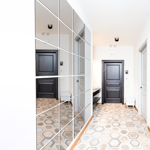TRAHOME Home Gym Mirror Tiles for Wall, 14"x12"x12PCS Full Length Mirror - size: 14"x12" (12 PCS)
