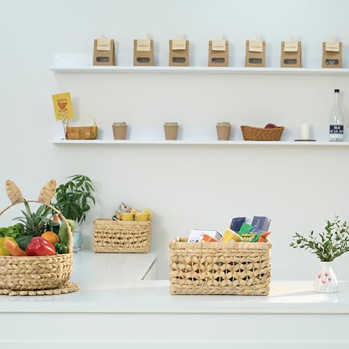 NAYA Set of 3 (13.8",11.6"&9.5") Water Hyacinth Shelf Wicker Baskets - size: Set 3 Small - Medium - Large