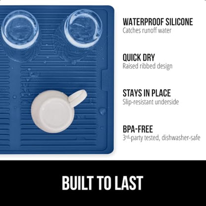 GORILLA GRIP Patented BPA-Free Silicone Dish Drying Mat, 18x16, Blue - color: Blue, size: 18" x 16", style: Silicone