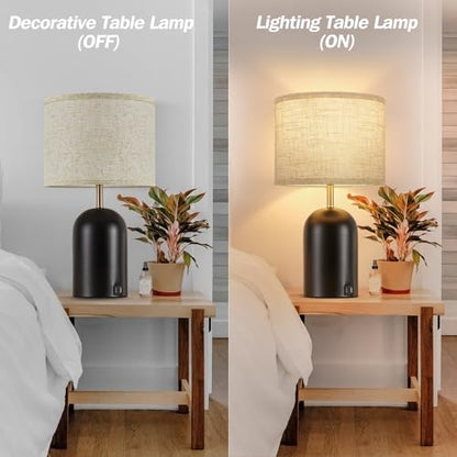 GyroVu Touch Control Table Lamps Set of 2, Black Bedside Lamps for Bedroom - color: Balck