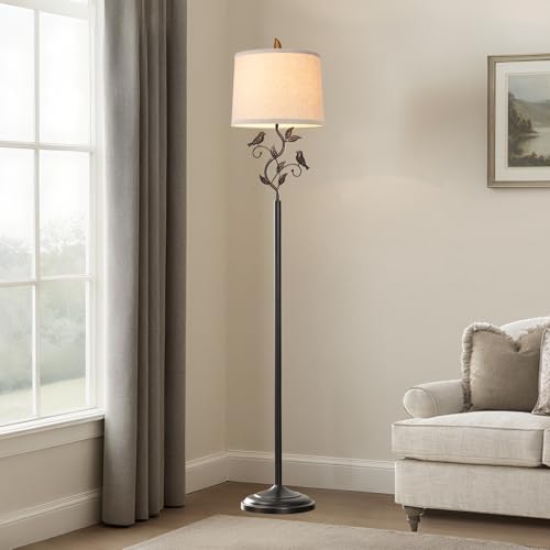 63" Rustic Unique Bird Leaf Floor Lamp for Living Room - color: Bronze