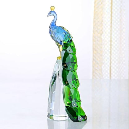 DOJOZ Crystal Peacock Figurine Handmade Art Animal Home Decor Statue Home Decoration