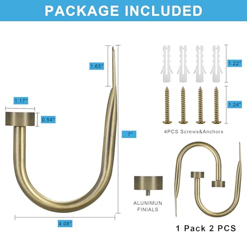 Premium Curtain Holdback, Quality Metal Decorative Curtain Holdbacks with Zinc Alloy Cap Finials,Rust-Proof, Set of 2 Window Curtain Holdbacks,Antique Bronze - color: Antique Bronze