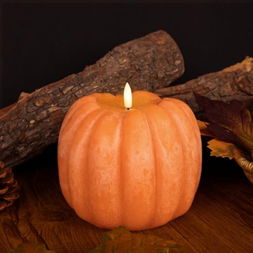 Fall Decorations for Home - Flickering Flameless Wax Pumpkin LED Candle
