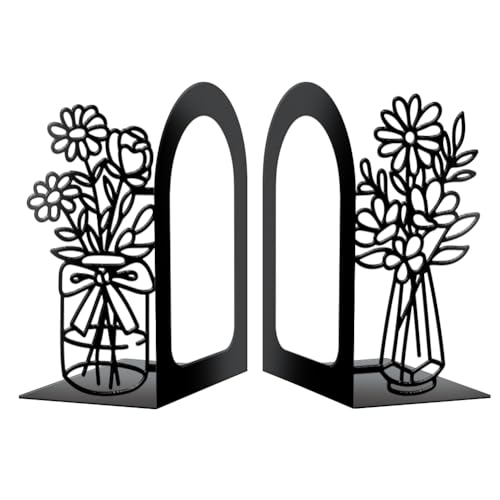 Peacoblue 5.5"x4.3"x8.3" Metal Bookends, Heavy Duty Book Ends for Shelves - style: Vase