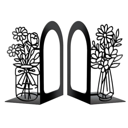 Peacoblue 5.5"x4.3"x8.3" Metal Bookends, Heavy Duty Book Ends for Shelves - style: Vase