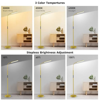 Dimunt LED Floor Lamp, Stepless Adjustable 3000K-6000K Colors, Golden - color: Golden