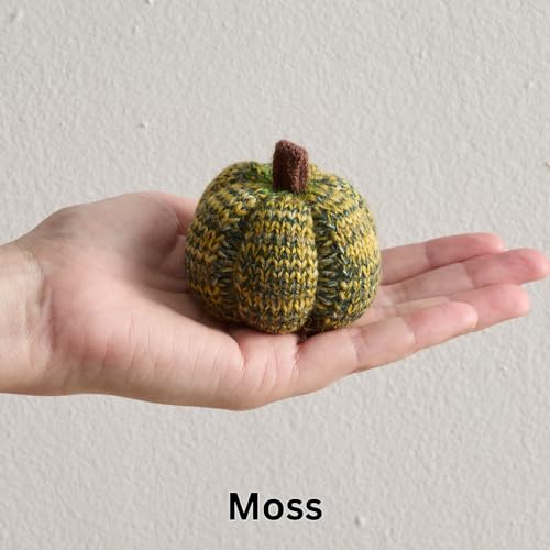 Cozy Mini Knit Pumpkins Set of 5 (Juniper 2.5 Inch Set) - color: Juniper Set 5