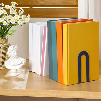 Chunful 6 Pcs Blue Metal BookEnds Shelves, 5.5 x 3.75 x 2.25 in - color: Blue, size: 5.5*3.75*2.25inch