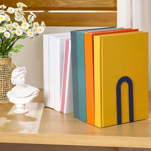 Chunful 6 Pcs Blue Metal BookEnds Shelves, 5.5 x 3.75 x 2.25 in - color: Blue, size: 5.5*3.75*2.25inch