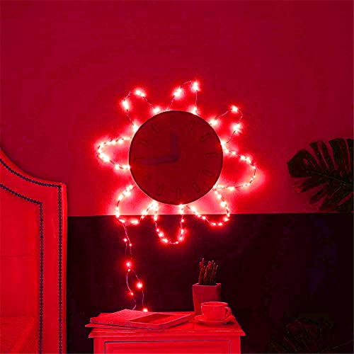 RUICHEN Fairy Lights Plug in with Remote, Copper Wire 33 Ft 100 LED, Red - color: Red