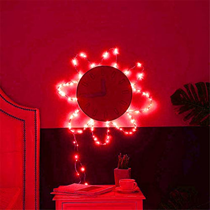 RUICHEN Fairy Lights Plug in with Remote, Copper Wire 33 Ft 100 LED, Red - color: Red