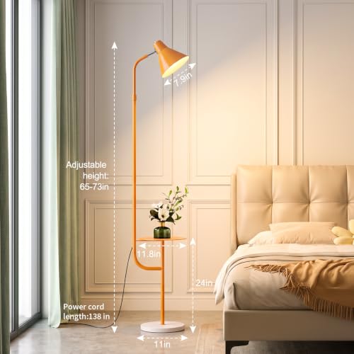 Yellow Floor Lamp with Shelf, Dimmable LED Reading Standing Lamp - color: Yellow