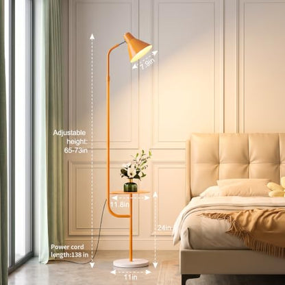 Yellow Floor Lamp with Shelf, Dimmable LED Reading Standing Lamp - color: Yellow