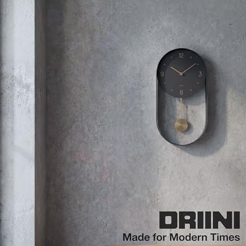 Driini Modern Pendulum Wall Clock – Small Vertical Design in Black and Gold - color: 1. Black