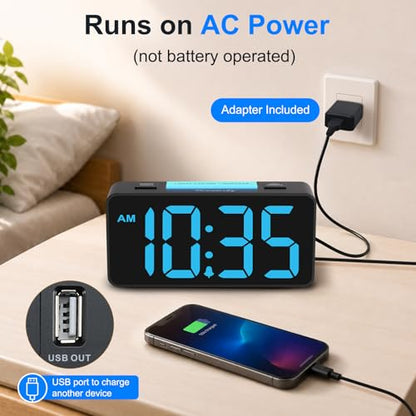 DreamSky Small Digital Alarm Clock with Night Light for Kids Bedroom - color: Dark Black Case Rgb Digits