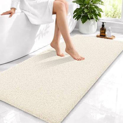 OLANLY Microfiber Bathroom Runner Rugs 47x24, Ultra Soft Bath Mat, White - color: White, size: 47" X 24"