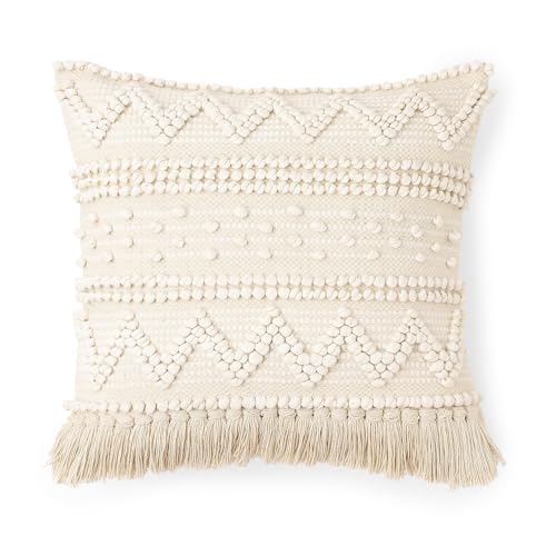 · REDEARTH · Textured Handwoven Throw Pillow Cases - Scandi Chic Natural - color: Scandi Chic Natural, size: 18" x 18" (Pack of 2)