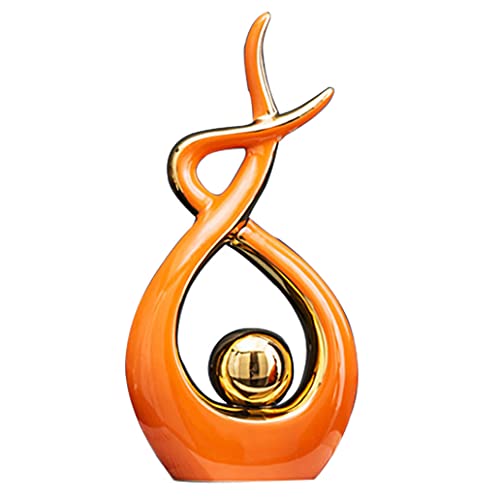 Norrclp Home Decor Modern Abstract Art Ceramic Statue Table Decor (Large) - color: Orange and Gold, size: Large