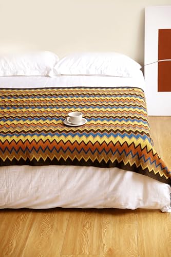 Throw Blanket Bohemian Knitted with Tassel 50x60 Inch (Coffee) - color: Coffee