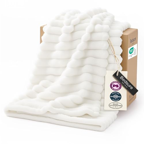 Bedsure Soft Cozy Throw Blanket for Couch Decor Gift Off White 50"x70" - color: Off White, size: Throw XL