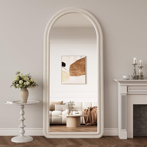Arched Full Length Mirror 71"x32", Flannel Floor Mirror - color: Arch-white, size: 71"L x 32"W