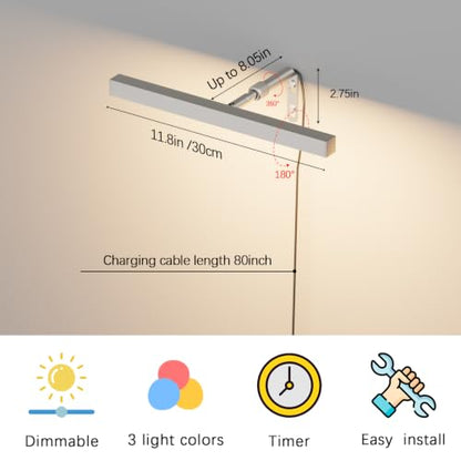 12" LED Picture Light Plug in, 4W Nickel Art Light - color: Nickel, size: 12 inch